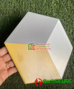 Gạch lục giác 200×230 hiệu ứng 3D màu trắng xám vàng