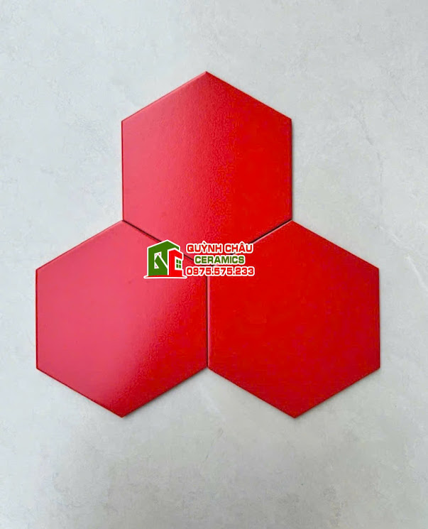 Gạch lục giác 20x23 màu đỏ đơn sắc