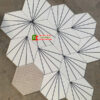 Gạch lục giác 20×23 màu trắng 5 tia đen xòe quạt