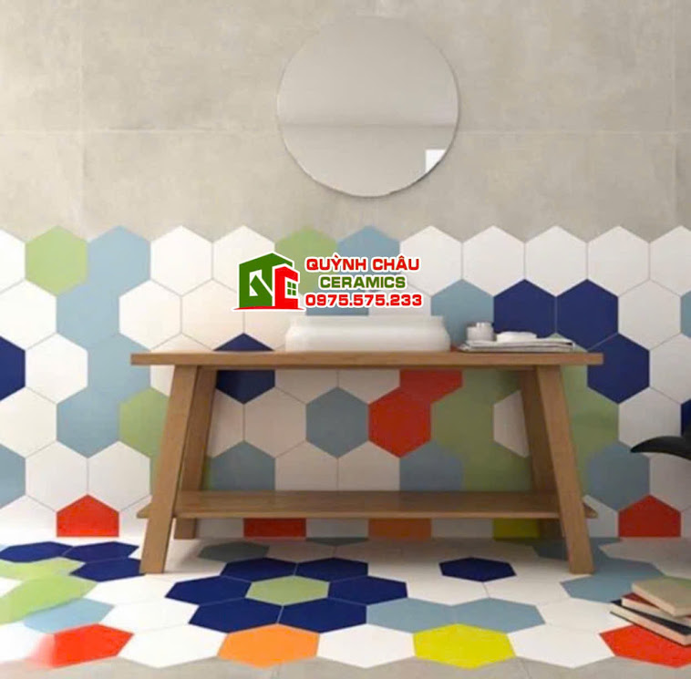 Gạch lục giác 20×23 màu cam đơn sắc Gạch lục giác 20×23 màu cam đơn sắc