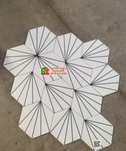 Gạch lục giác bông trắng trang trí sang trọng