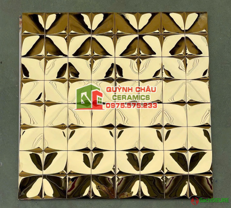 Gạch mosaic gốm bề mặt mạ vàng trang trí đẹp