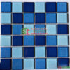 Gạch mosaic gốm màu xanh phối trộn ốp hồ bơi