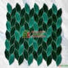 Gạch mosaic hình chiếc lá màu xanh bề mặt bóng