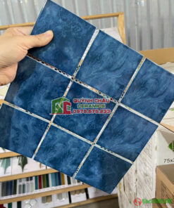 Gạch mosaic men rạn 10×10 màu xanh biển đại dương