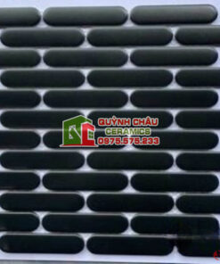 Gạch mosaic que đầu tròn đen mờ ốp dán trang trí