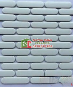 Gạch mosaic que đầu tròn trắng mờ ốp trang trí