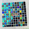 Gạch mosaic thủy tinh chip 25×25 màu đen óng ánh