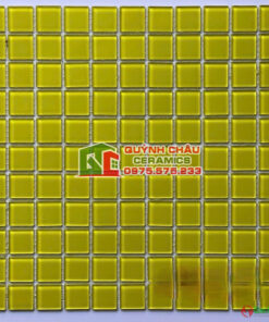 Gạch mosaic thủy tinh màu vàng đơn sắc trang trí
