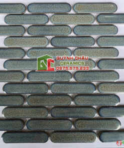 Gạch mosaic trang trí que đầu tròn màu xám bóng