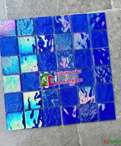 Gạch mosaic trang trí thủy tinh 48×48 màu xanh dương