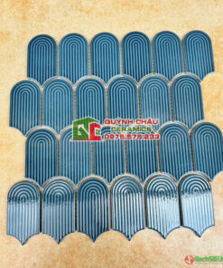 Gạch mosaic vân tay màu xanh ốp trang trí đẹp mắt