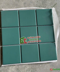 Gạch mosaic vỉ 10×10 men mờ màu xanh lá đậm