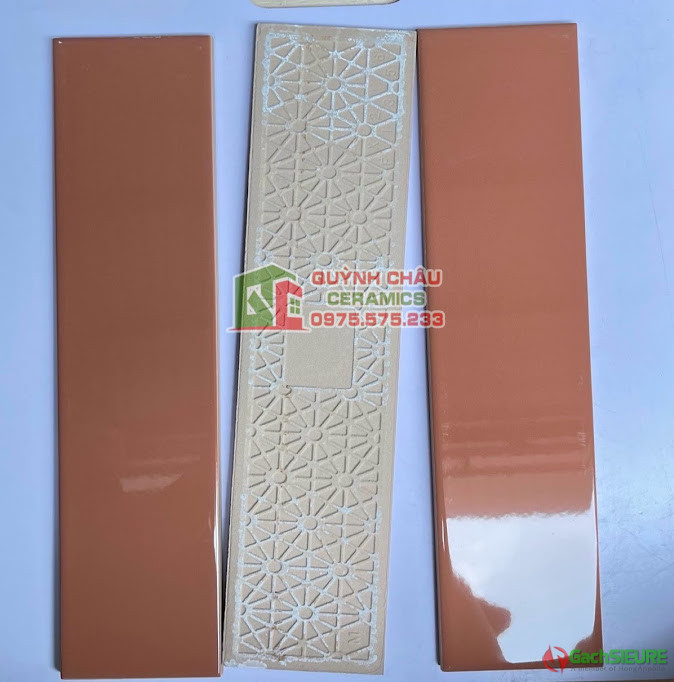 Gạch thẻ 75x300 phẳng màu nâu đỏ nhạt