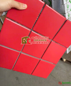 Gạch vỉ mosaic 10×10 màu đỏ men mờ