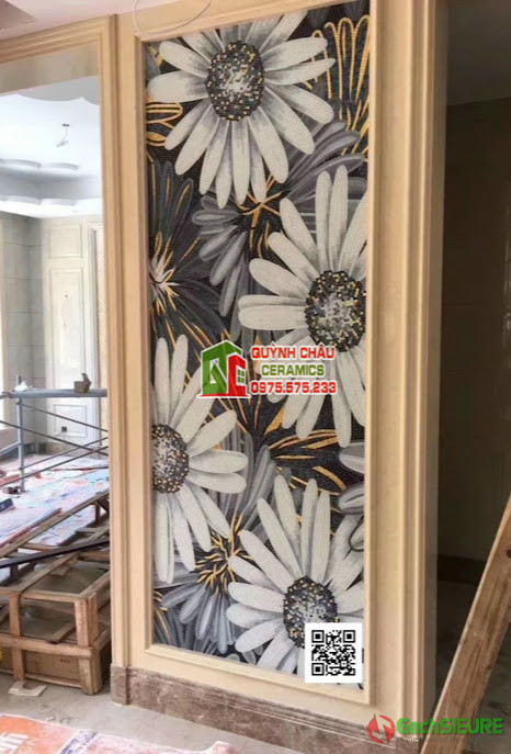 Tranh mosaic 5D cúc họa mi bề mặt họa tiết nổi
