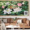 Tranh mosaic 5D họa tiết sen trắng sen hồng