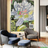Tranh mosaic hoa mẫu đơn xanh bề mặt nổi 5D