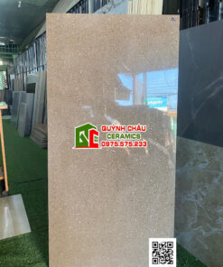 Gạch 60×120 terrazzo vân đá nhuyễn nhỏ nâu bóng