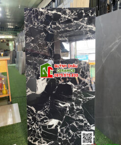 Gạch bóng kiếng 60×120 vân đá thạch anh đen vân trắng