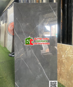 Gạch gam màu nâu đen tia chớp 60×120 bóng kiếng
