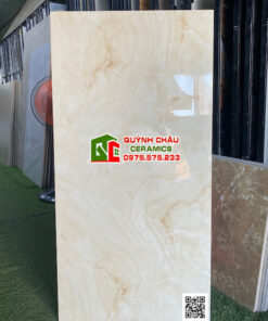 Gạch lát nền 60×120 gam màu kem vân đá bóng kiếng