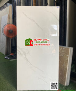 Gạch lát nền 60×120 gam màu trắng vân nâu xám bóng kiếng