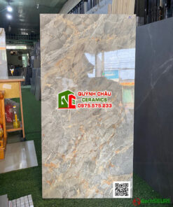 Gạch lát nền ấn độ 60×120 vân đá xám vàng bóng kiếng
