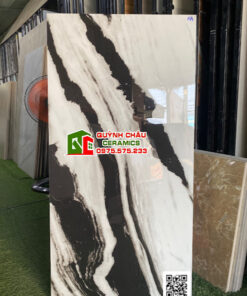 Gạch ốp lát 60×120 gam màu đá vân trắng đen bóng kiếng
