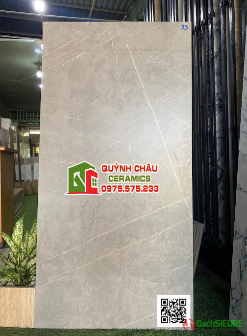 Gạch ốp lát ấn độ 60x120 bóng mờ baby skin xám vân trắng