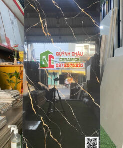 Gạch 60×120 đen vân vàng sang trọng đá đồng chất siêu bóng