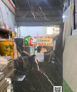 Gạch vân trắng 60×120 đen tia chớp siêu bóng đá đồng chất