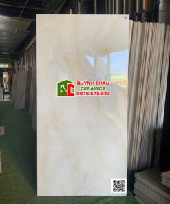 Gạch lát nền 60×120 bóng kiếng kem vàng vân rạn