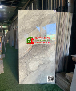 Gạch lát nền 60×120 bóng kiếng xám vân đá xen nâu