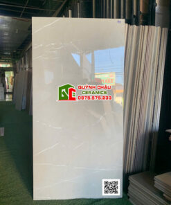 Gạch lát nền 60×120 bóng kiếng xám vân tia chớp trắng