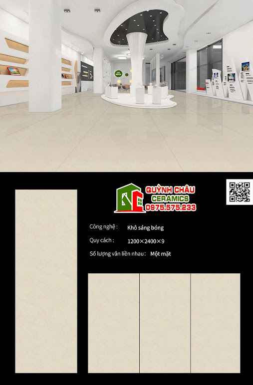 Mẫu đá nung kết 120x240cm màu kem bóng