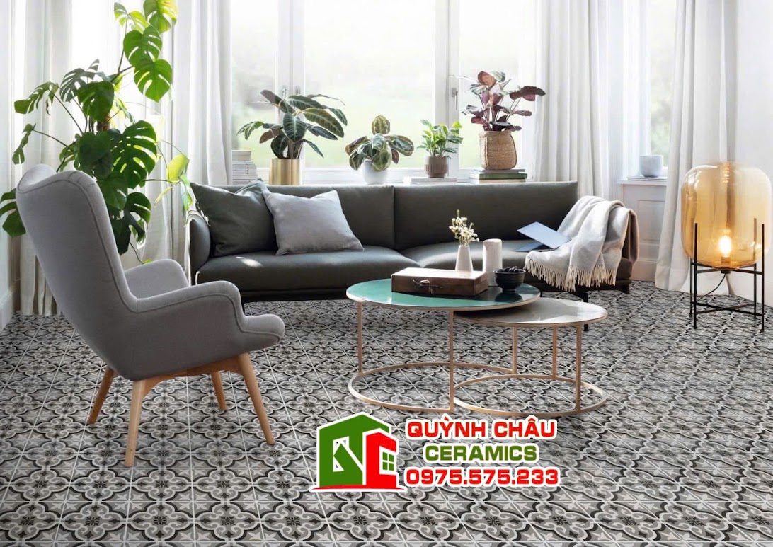 Mẫu gạch bông cổ điển lát phòng khách