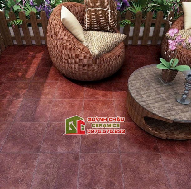 Mẫu gạch bông đơn sắc màu nâu đỏ giả cổ điển