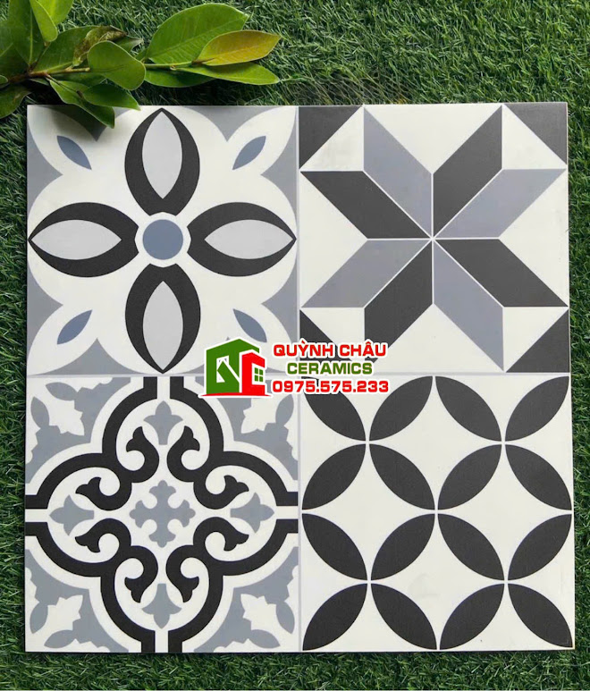 Mẫu gạch bông mix hoa văn cổ điển