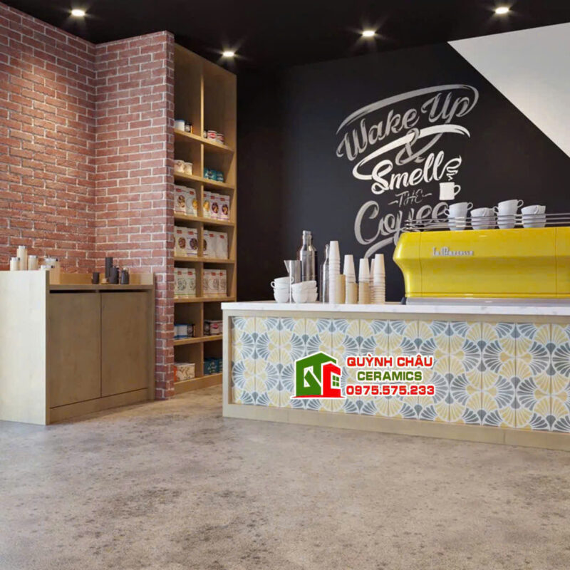 Mẫu gạch bông ốp lát quầy bar quán cafe