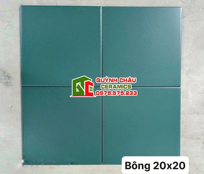 Mẫu gạch bông xanh đậm màu đơn sắc