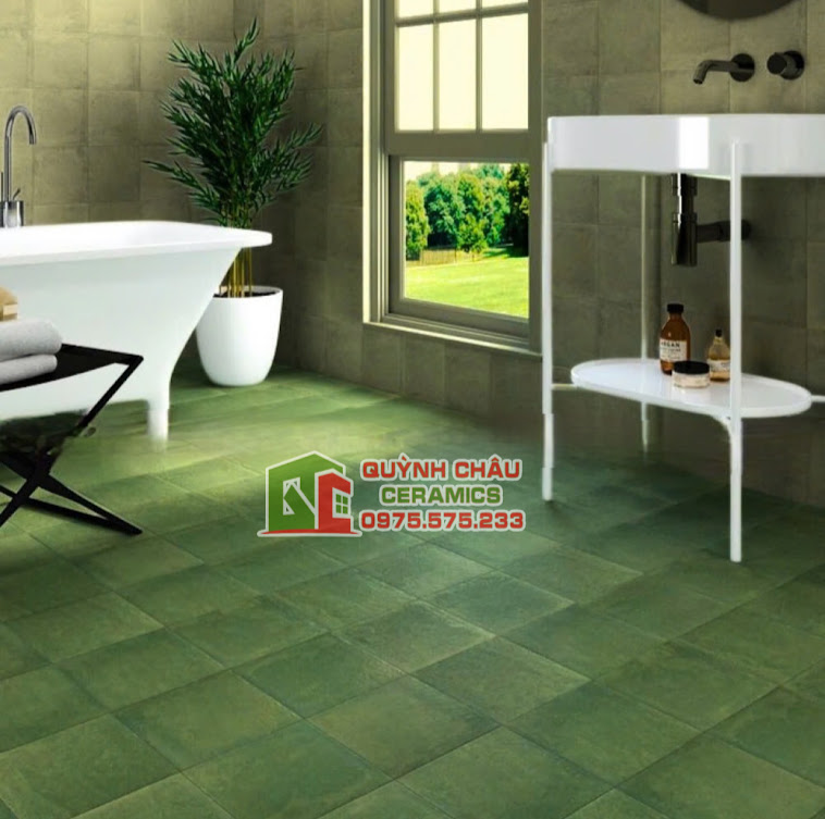 Mẫu gạch bông xanh giả cổ lát phòng tắm
