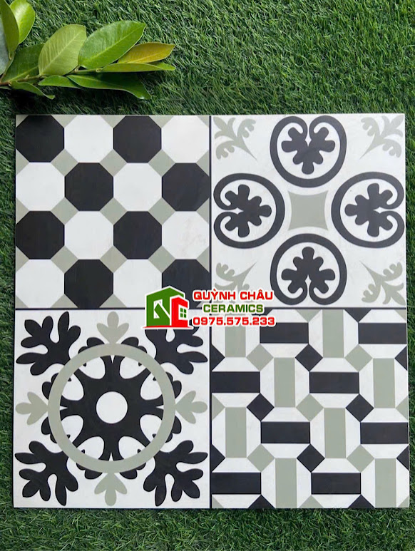 Mẫu gạch bông xương đá mix hoa văn cổ điển