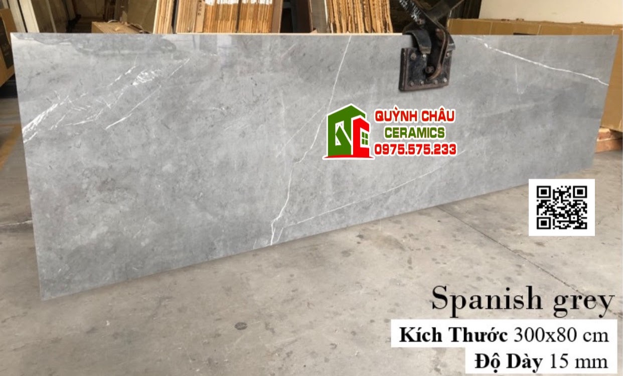 Mẫu gạch đá khổ lớn 80x300 màu xám vân trắng bóng kiếng