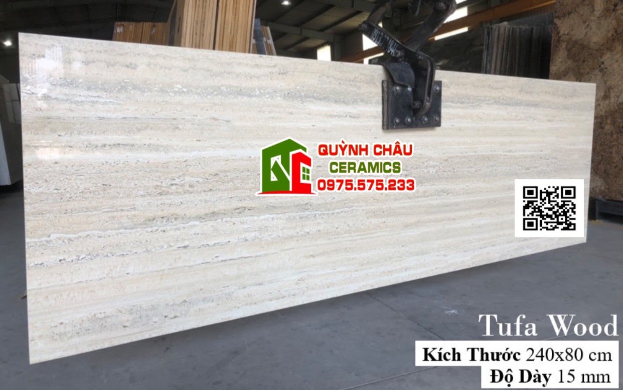 Mẫu gạch đá nhân tạo khổ lớn 80x240 travertine vân đá bóng kiếng