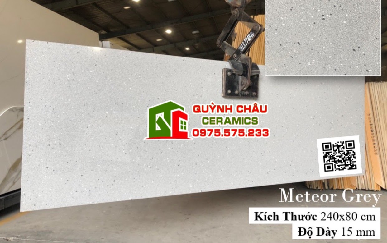 Mẫu gạch đá nhân tạo khổ lớn 80x240 xám vân terrazzo giả đá mài