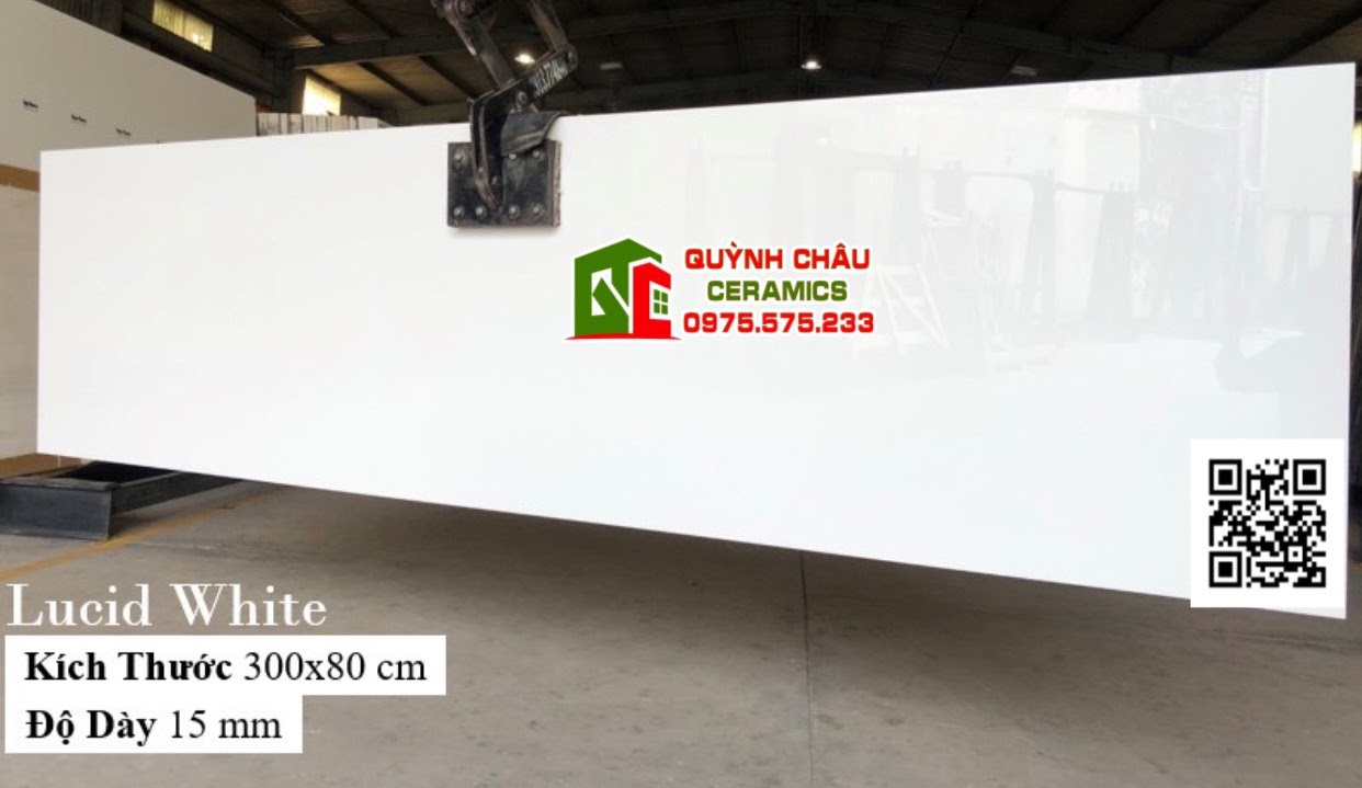 Mẫu gạch đá nhân tạo khổ lớn màu trắng men bóng 80x240cm