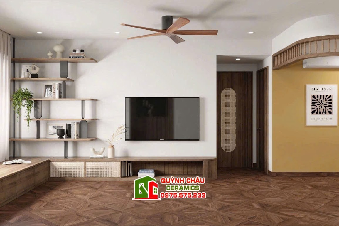 Mẫu gạch giả gỗ vân màu tối độc đáo
