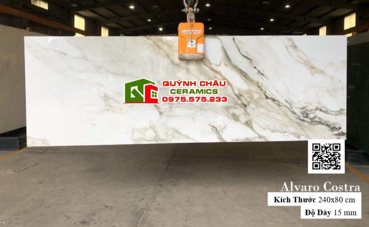 Mẫu gạch khổ lớn đá nhân tạo 80x240 trắng vân nâu vàng xám bóng