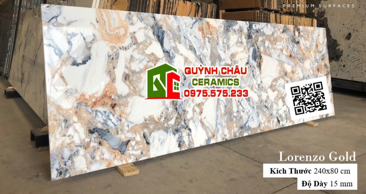 Mẫu gạch khổ lớn nhân tạo vân đá marble bóng 80x240cm
